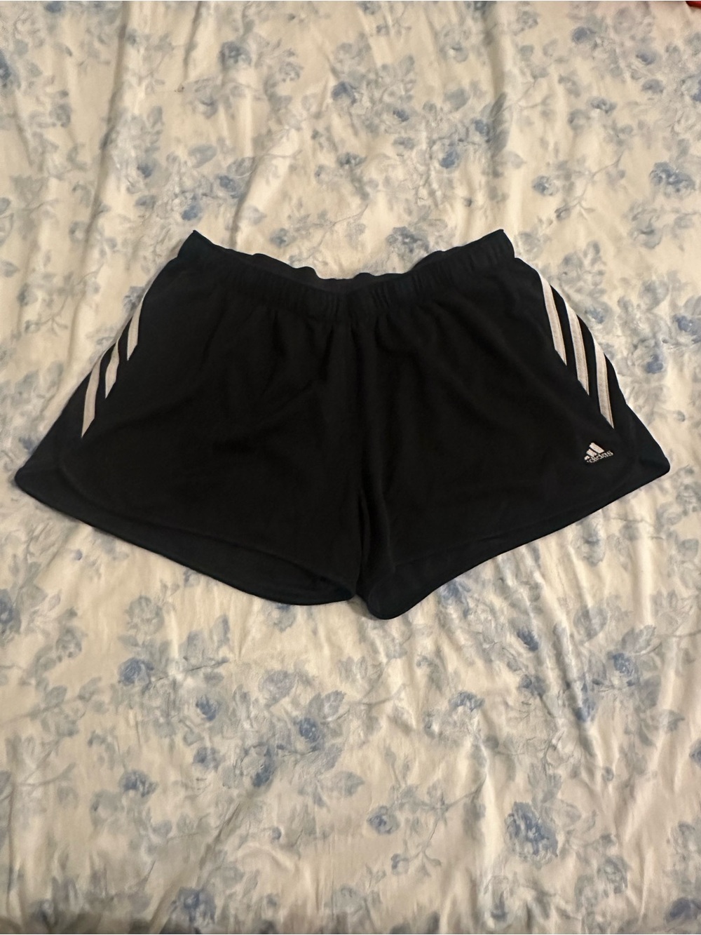 adidas Black Women's Athletic Shorts with White Stripes